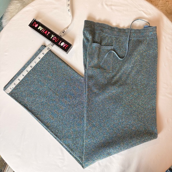 NWT Lanvin Paris Metallic Knit Joggers Blue Gold Lavender M - Picture 3 of 12